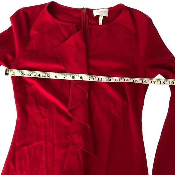 Laundry by Shelli Segal Asymmetric Ruffle Keyhole Mini Dress Red SZ 2 - Picture 14 of 14